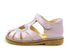 Angulus lila/mint sandal with heart, glitter patent